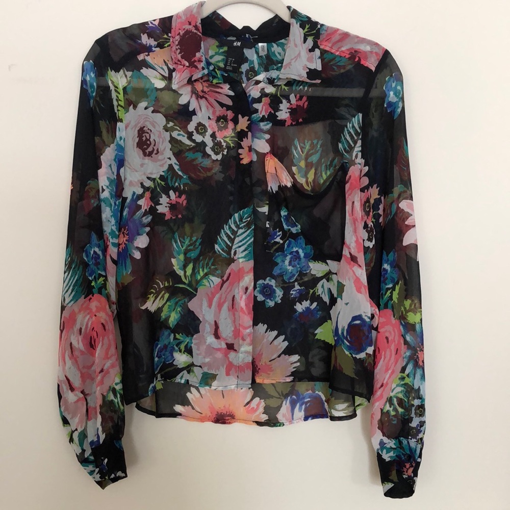 H&M Floral Semi-Sheer Blouse-